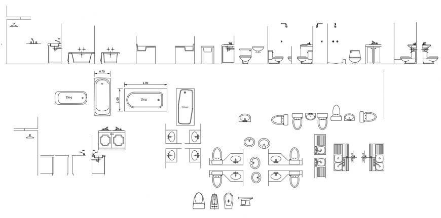 Sanitary units detail elevation 2d  view CAD block autocad file